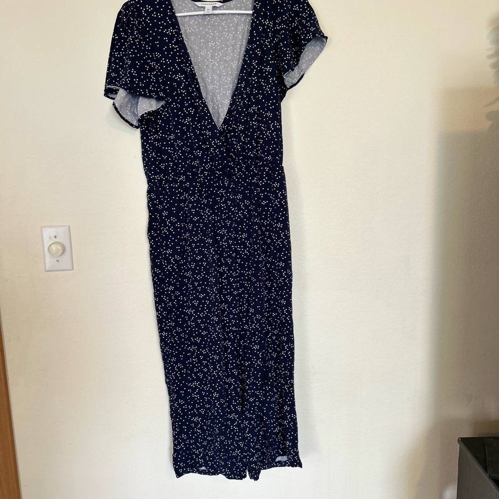 POPSUGAR medium Navy Blue Polka Dot Jumpsuit - Picture 4 of 12